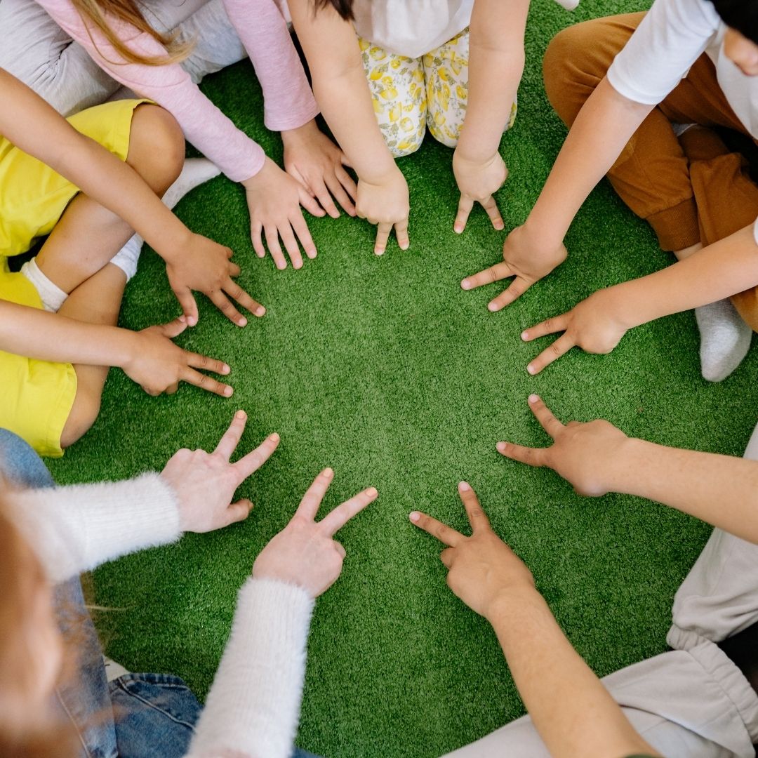 A group of kids playing together.