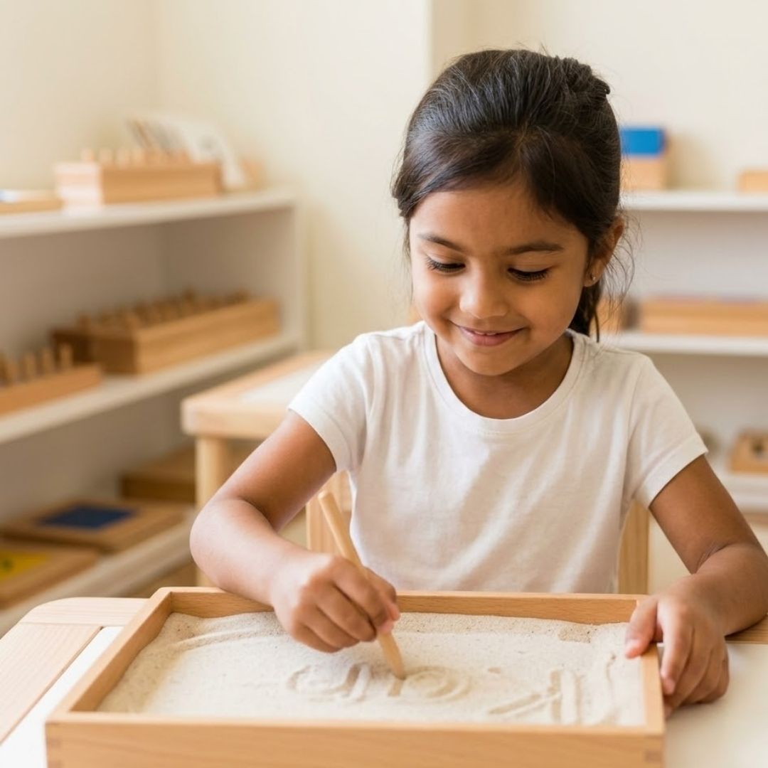 Older student smiling confidently while working alone